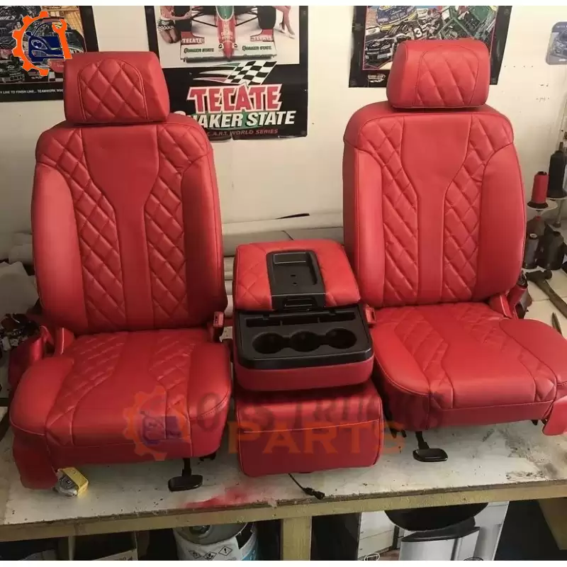 LEATHER RED BUCKET SEATS AND CENTER CONSOLE